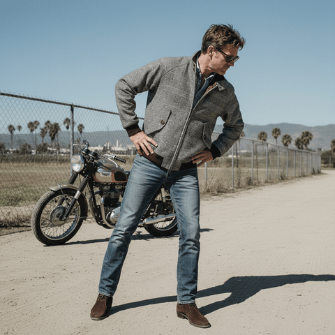 Men's Houndstooth Tweed Bomber Jacket