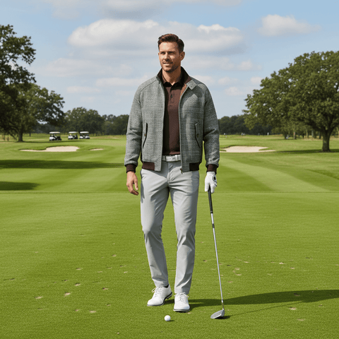 Men's Houndstooth Tweed Bomber Jacket