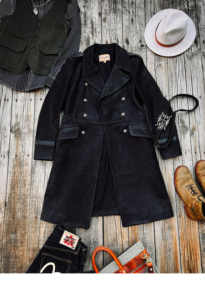 Men's German Army Leather Overcoat