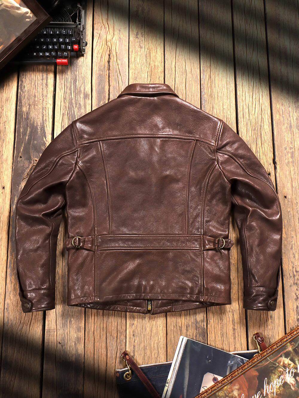 Men's Newsboy Leather Jacket Brown Cowhide