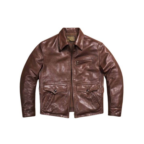 Men's Newsboy Leather Jacket Brown Cowhide