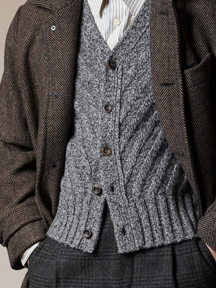 Men's Gray Shetland Wool Vest