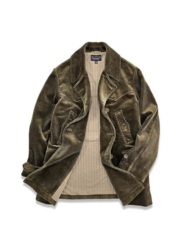 Men's Double Breasted Corduroy Pea Coat, Olive