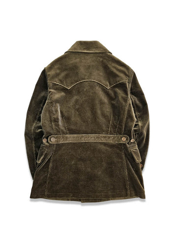 Men's Double Breasted Corduroy Pea Coat, Olive