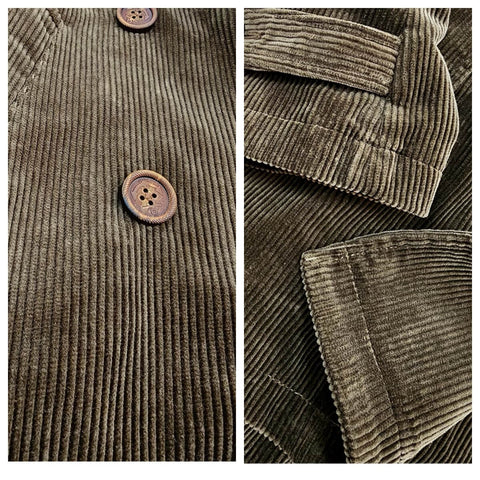 Men's Double Breasted Corduroy Pea Coat, Olive