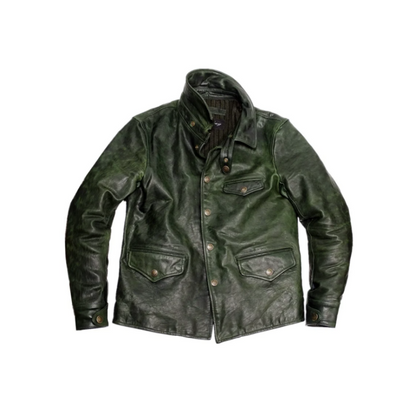 Green Brakeman Leather Coat Horsehide