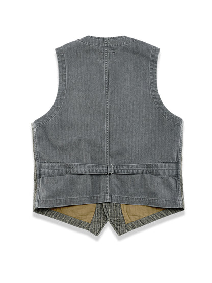 Gilet à col en V en jacquard rayé pour homme