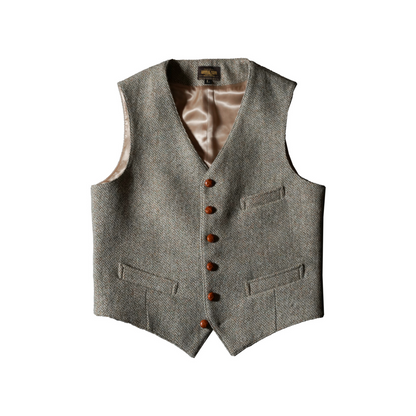 Gilet de costume à col en V en tweed des années 1920