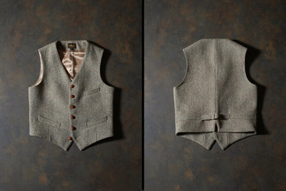 Gilet de costume à col en V en tweed des années 1920