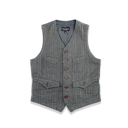 Gilet à col en V en jacquard rayé pour homme