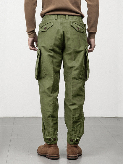 Pantalon de travail au sol pour homme des années 1930, vert militaire