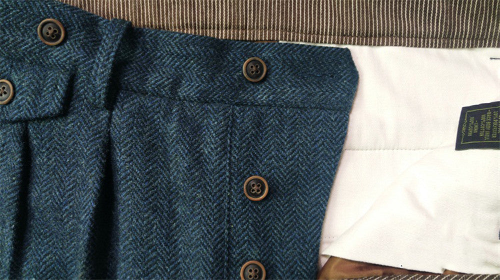 Men's Herringbone Tweed Pants Blue