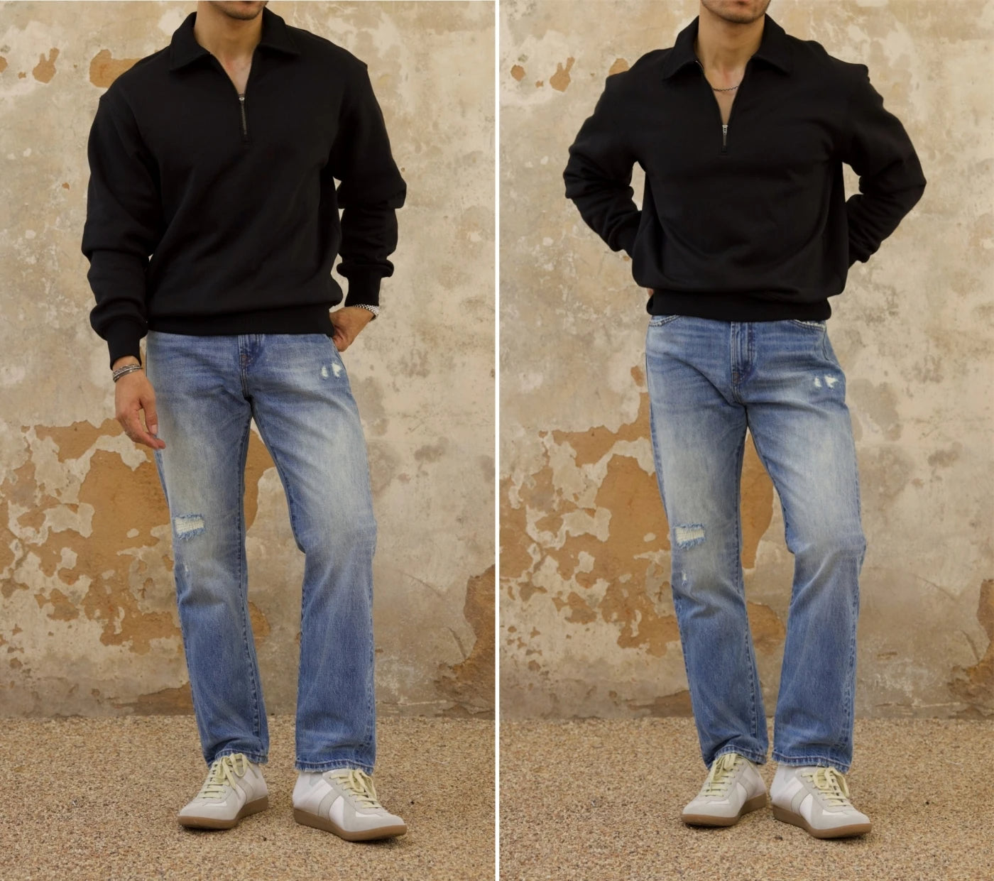 Sweat-shirt à manches longues et demi-zip pour homme