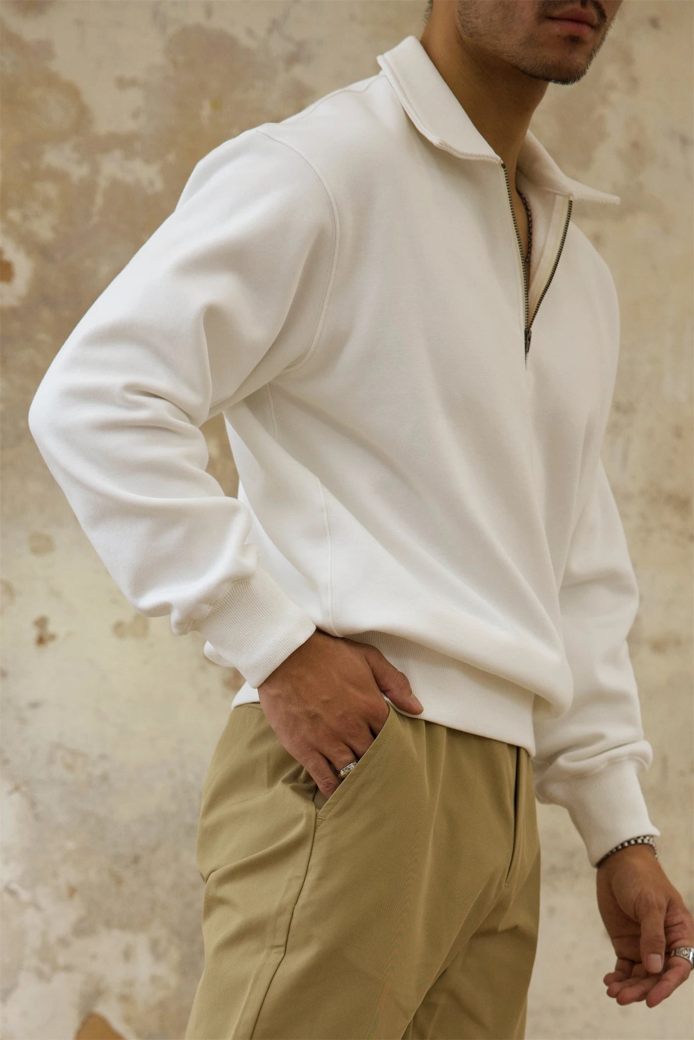 Sweat-shirt à manches longues et demi-zip pour homme