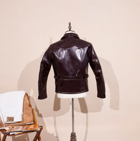 Men's Half Belt Sports Leather Jacket