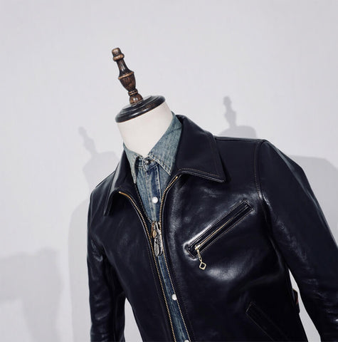 Men's Half Belt Sports Leather Jacket