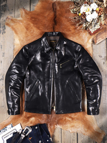 Men's Half Belt Sports Leather Jacket