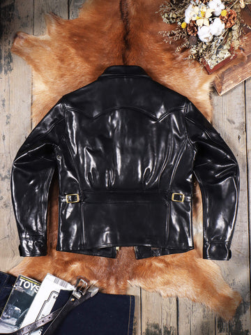 Men's Half Belt Sports Leather Jacket