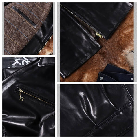 Men's Half Belt Sports Leather Jacket