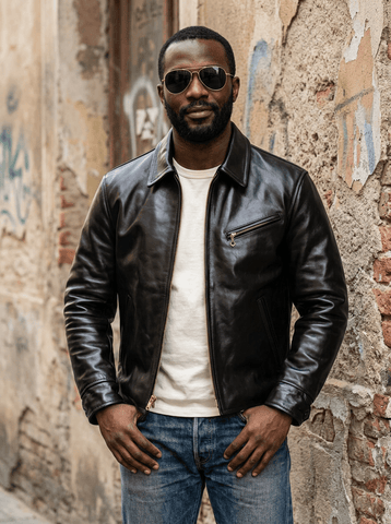 Men's Half Belt Sports Leather Jacket