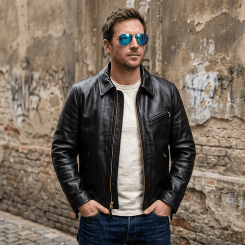 Men's Half Belt Sports Leather Jacket V2