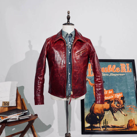 Men's Half Belt Sports Leather Jacket