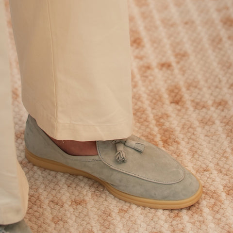 メンズ スエード タッセル ローファー