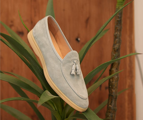 メンズ スエード タッセル ローファー