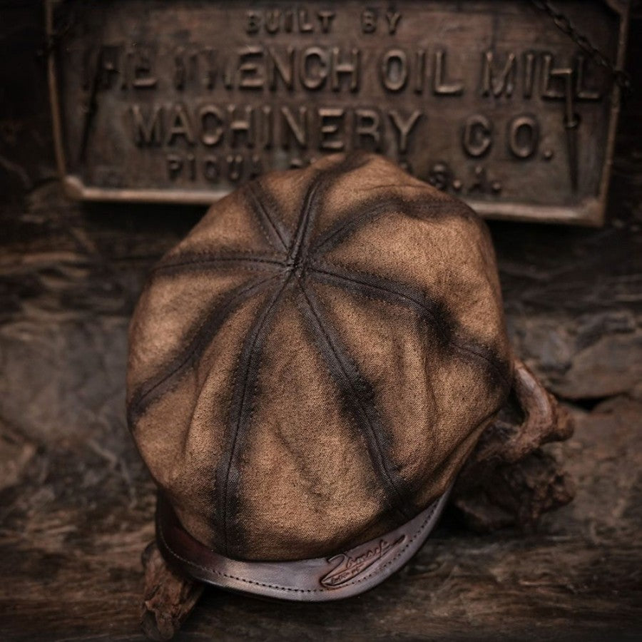 Casquette Gavroche en toile cirée effet vieilli