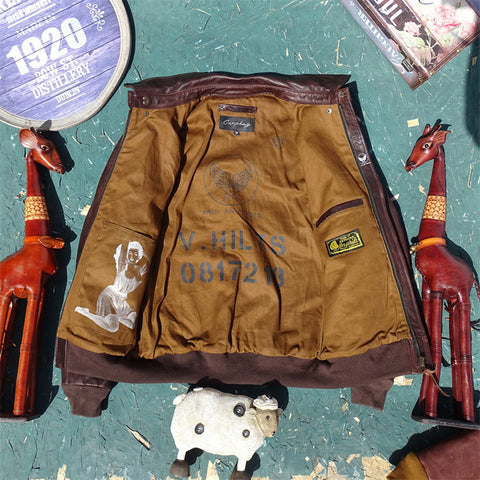 Men's Printed Type A2 Flying Leather Jacket