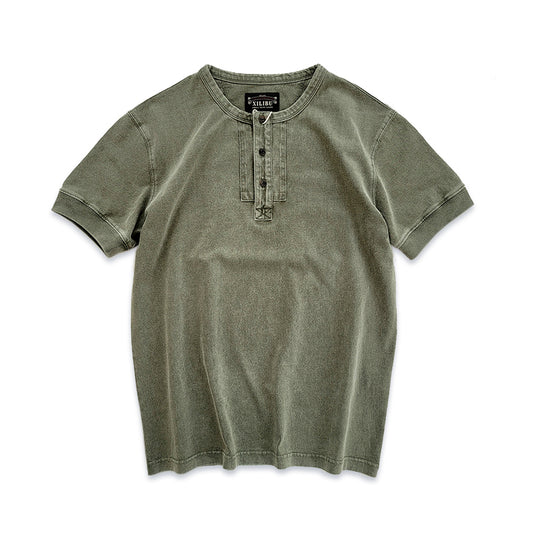 Chemise Henley verte militaire pour homme