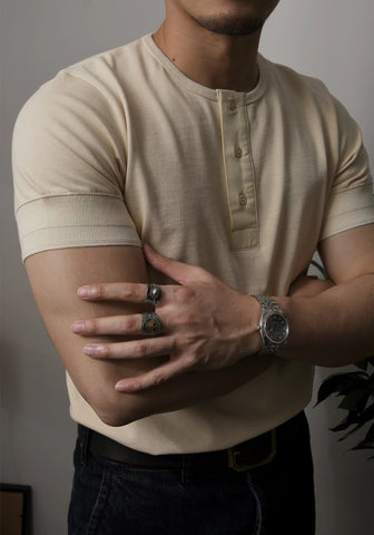 Chemise Henley à manches courtes pour homme