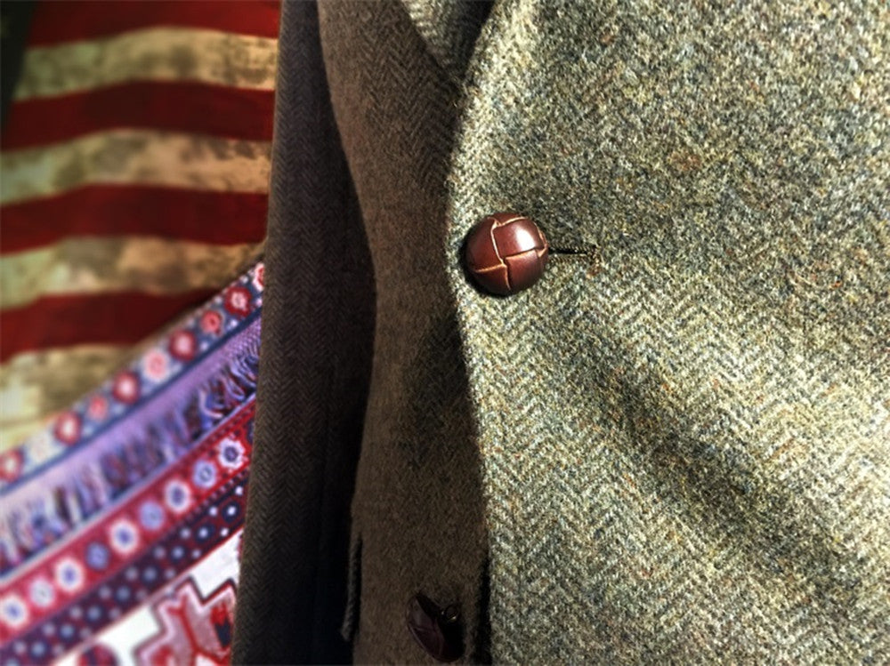 Men's 1920s Herringbone Tweed Suit Jacket Ivy Style
