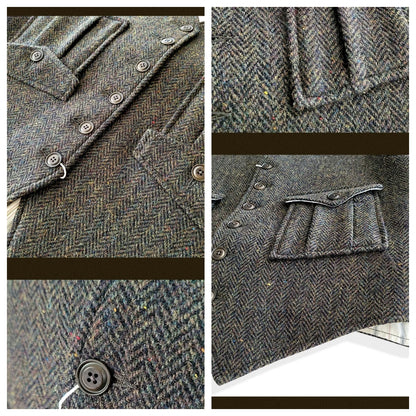 Gilet en tweed à chevrons vert pour homme