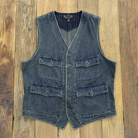 Men's Honeycomb V-neck Denim Vest
