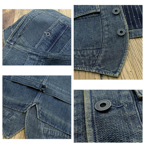 Men's Honeycomb V-neck Denim Vest