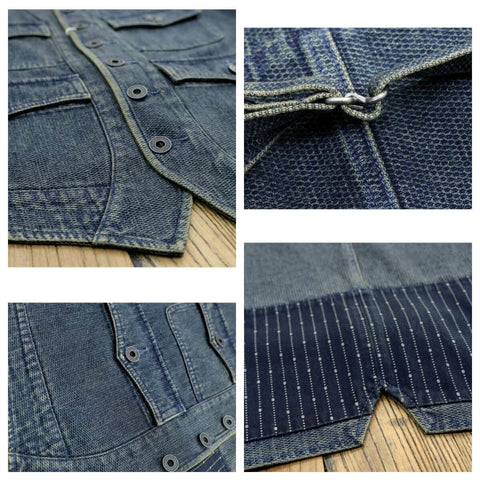 Men's Honeycomb V-neck Denim Vest