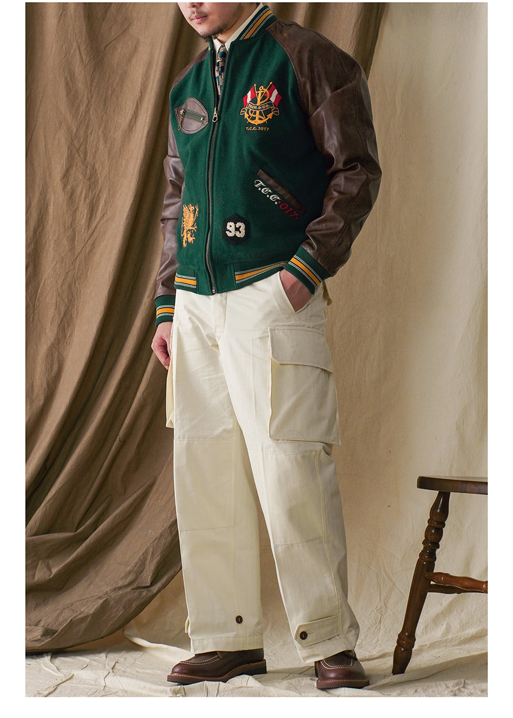Men's Preppy Style Woolen Baseball Jacket