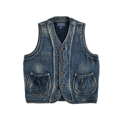 Gilet Sashiko Kendo teint indigo pour hommes