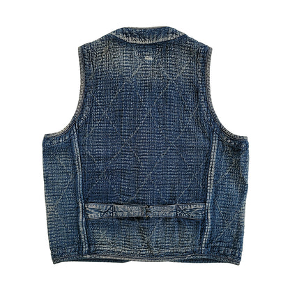 Gilet Sashiko Kendo teint indigo pour hommes