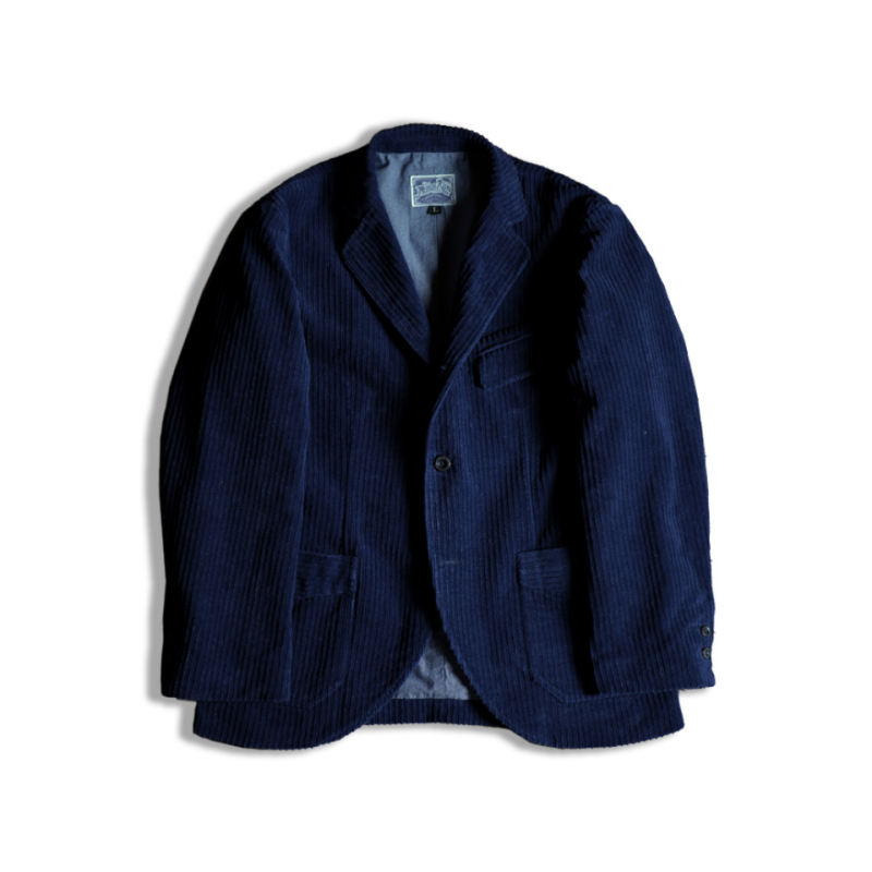 Veste de costume en velours côtelé indigo pour homme