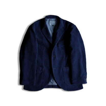 Veste de costume en velours côtelé indigo pour homme