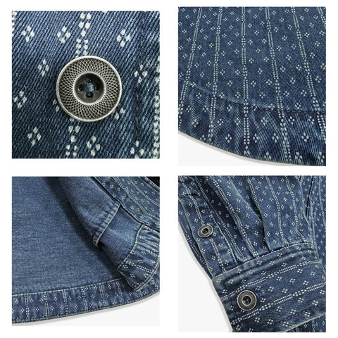Men's Indigo Jacquard Jacket, Relaxed Fit