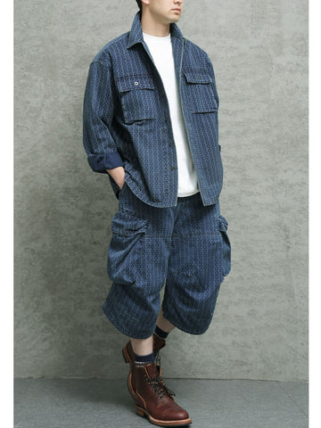 Men's Indigo Jacquard Jacket, Relaxed Fit