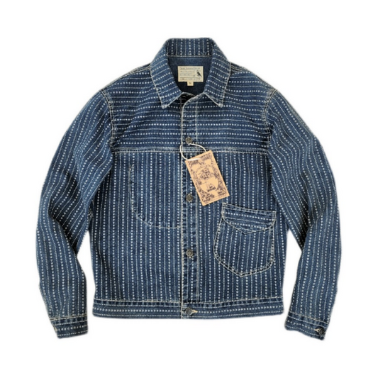 Veste en jean jacquard délavé indigo pour homme