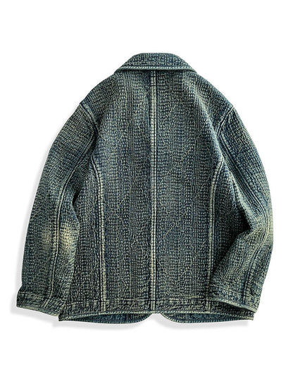 Men's Indigo Sashiko Suit Jacket Relaxed Fit