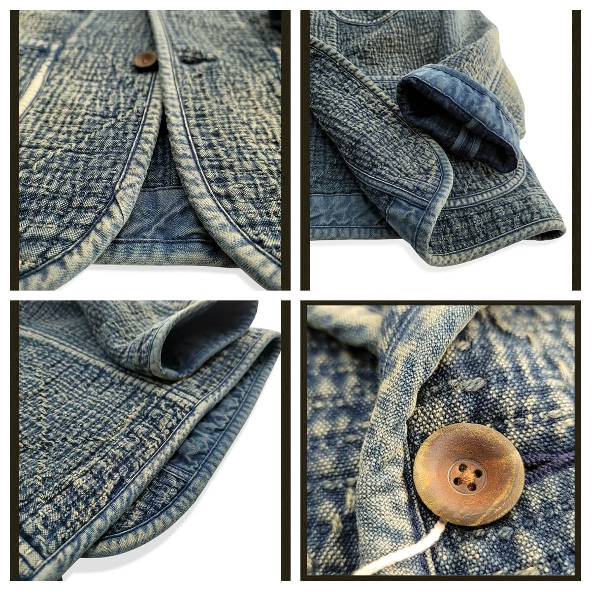 Men's Indigo Sashiko Suit Jacket Relaxed Fit