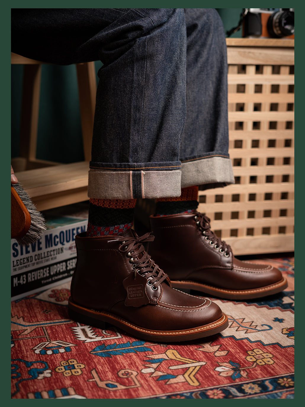 Men's Leather Moc Toe Boots