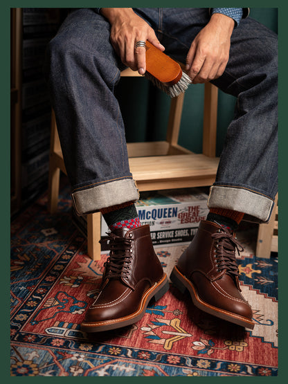 Men's Leather Moc Toe Boots