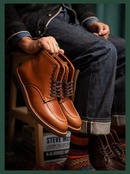 Men's Leather Moc Toe Boots